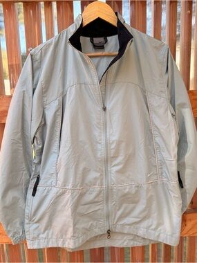 Nike Running Jacket Gray Black Lightweight Windbreaker Zip Up Size M